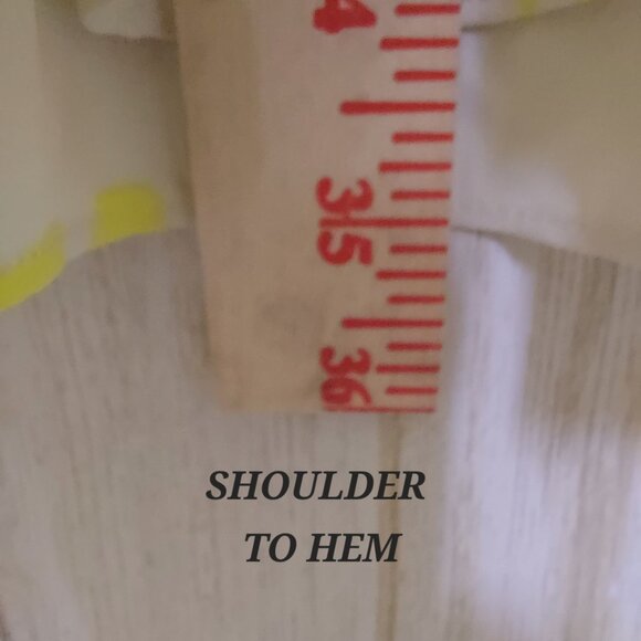 Vince Camuto Women's Yellow/White Abstract Print Smocked Ruffled Dress Size PM - Picture 11 of 12